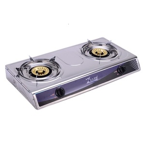 Cuisinière à gaz portable à deux brûleurs en acier inoxydable avec commande par bouton et allumage piézoélectrique, idéale pour l'hôtellerie, classe A, sécurité anti-extinction de flamme, facile à nettoyer - Product Image 2