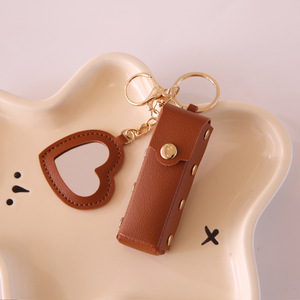 Estuche para Lápiz Labial de Cuero con Forma de Corazón, Moderno, Portátil, con Espejo de Maquillaje, Llavero, Accesorio para Bolsos, Suministro al por Mayor - Product Image 6
