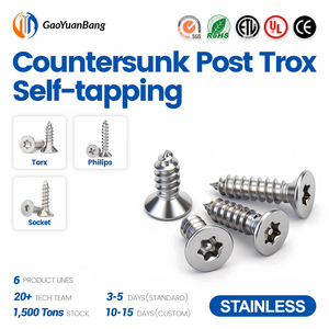 Tornillo <span class=keywords><strong>Autorroscante</strong></span> de Seguridad Antimanipulación para Madera, de Acero Inoxidable 304 A2, con Cabeza Plana Avellanada Torx de Seis Lóbulos y Pasador, M2.9 M3.9-M4.8 - Product Image 1