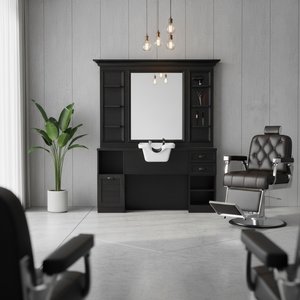 Estación de Espejo de Barbería Comercial Moderna y de Lujo, Mueble de Madera Elegante y Ajustable con Metal Resistente, Modelo 316 de Fábrica para Salón - Product Image 2