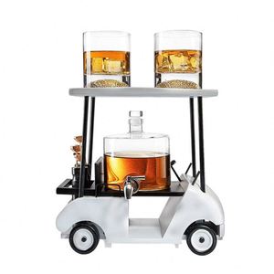 Vasos de golf personalizados, regalo premium para hombres, juego de decantador moderno para coche de vidrio de borosilicato de alta calidad con 2 vasos de whisky de 11 oz - Product Image 1
