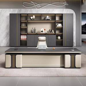 Escritorio Elegante y Refinado en Forma de L de Melamina Beige Diseño Moderno Contemporáneo Duradero Plegable para Muebles Ejecutivos de Alta Gama - Product Image 2