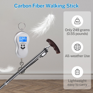 Canne de marche en fibre de carbone pour hommes et femmes, ultra légère, réglable en hauteur, avec poignée en noyer - Product Image 4