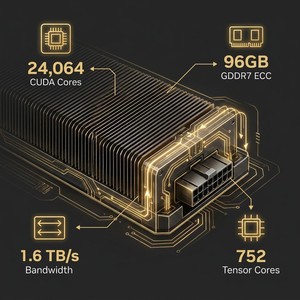 การ์ดเซิร์ฟเวอร์ Blackwell Edition ระบายความร้อนแบบ Passive รุ่น RTX PRO 6000 ความจุ 96GB GDDR7 หน่วยความจำ ECC 512 บิต สำหรับ AI ระดับมืออาชีพ ความเร็วสูง - Product Image 3