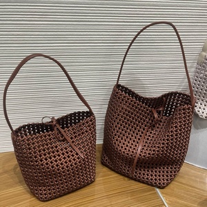 Bolso de mezclilla tejido a mano, bolso tipo cubo, bolso grande de mano y de doble asa para mujer, bolso tote de gran capacidad, bolso calado - Product Image 3
