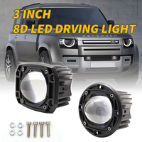 Barre de feux de travail à LED 8D de 3 pouces, 20W, 12V/24V, pour voiture, camion, VTT, 6000K, 4x4