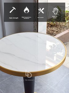 Tavolo Rotondo Moderno e Trendy in Stile Crema con Superficie in Ardesia e Struttura in Metallo per Negozi di Tè e Pasticcerie, Dimensioni e Colori Personalizzabili - Product Image 3