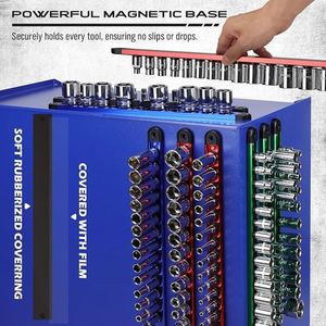 Magnetic Socket Holder Organizer <b>Set</b>: 6-Piece Detachable 1/4, 3/8, 1/2 Socket Trays Socket Organizer for <b>Tool</b> <b>Box</b> Drawer Holds - Product Image 4