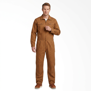 Combinaison de travail unisexe marron à fermeture éclair intégrale, manches longues, poches avant, épaissie, pour atelier, sécurité, extérieur, intérieur, imperméable - Product Image 1