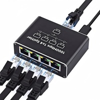 Splitter Internet RJ45 Kecepatan Tinggi 1000Mbps 1 ke 4, Adaptor Jaringan Splitter RJ45, Konverter Gigabit