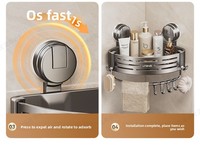 Étagère d'angle triangulaire à ventouse pour salle de bain, style luxe léger, en plastique ABS finition pulvérisée, rangement sans perçage pour lavabo