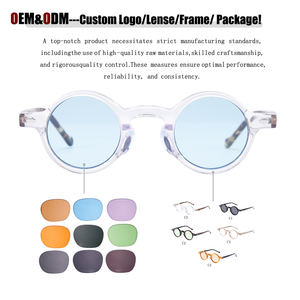 แว่นสายตาอ่านหนังสือกรอบอะซิเตทคุณภาพสูงทรงกลมเล็กสไตล์เรโทรพร้อมโลโก้สั่งทำพิเศษ ป้องกันแสงสีฟ้า สำหรับผู้ชายและผู้หญิง แฟชั่นกรอบแว่นตา - Product Image 5
