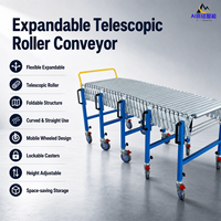 Convoyeur à rouleaux télescopique extensible à gravité, pliable et flexible, avec roulettes verrouillables pour entrepôt et camion