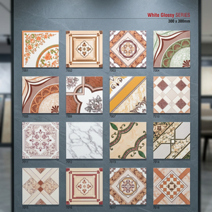 Carreaux de sol en céramique brillants gaufrés numériquement 300x300mm, design perforé, pour intérieur de salle de bain - Product Image 2