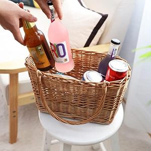 Paniers de rangement en saule naturel Panier en saule renforcé à double poignée pour le rangement des pique-niques et la <span class=keywords><strong>d</strong></span>écoration de la ferme - Product Image 3