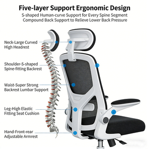 Silla de Escritorio Ejecutiva Moderna Giratoria, Ergonómica, Respaldo Alto, Tejido de Malla Transpirable, Ajustable, de Polipropileno, para Oficina, Trabajo, Hogar - Product Image 5