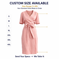 Robe midi ample d'été personnalisée pour femme en acétate uni, à taille naturelle, col en V, manches courtes, formelle, avec logo de marque propre, fabrication OEM ODM
