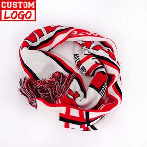 Жаккардовый трикотажный зимний футбольный длинный шарф для женщин, разноцветный рекламный и Деловой Подарок - Product Image 1