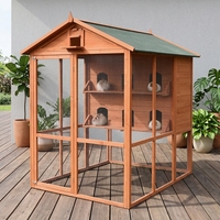 Cage à oiseaux en bois spacieuse pour l'extérieur avec une construction solide pour les pigeons, les perroquets, les petits animaux - Élevage et repos sécurisé
