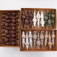 Ensemble d'ornements de Noël vintage marron, blanc et vert, décorations suspendues pour arbre, ornements de Noël rétro, décorations de maison pour les fêtes