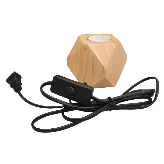 360 Angle Led Wood Table Lamp Simple Design Square E27 Lamp Wood Socket Light Holder With Switch for Home Decor