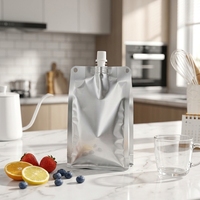 Pochette refermable à bec verseur en PET réutilisable, qualité alimentaire, transparente mate, à huit soudures latérales, anti-humidité, pour liquides, cosmétiques de voyage, café, lait de soja
