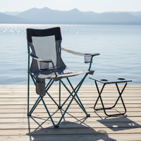 Chaises pliantes d'extérieur pour fabricants, dossier en maille, cadre en acier, chaises de camping portables avec deux porte-gobelets et sac de transport