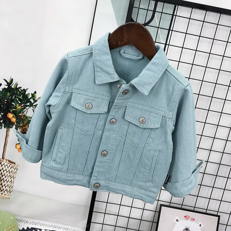 Hot Sale Fashion Kids Outerwear Coats Children Clothes Candy Color Baby Girls Boys Denim Jackets