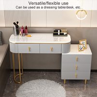 Bureau de toilette de luxe de 100 cm avec bord cannelé, 360 °   Miroir LED rotatif et armoire à 3 tiroirs pour chambre à coucher.