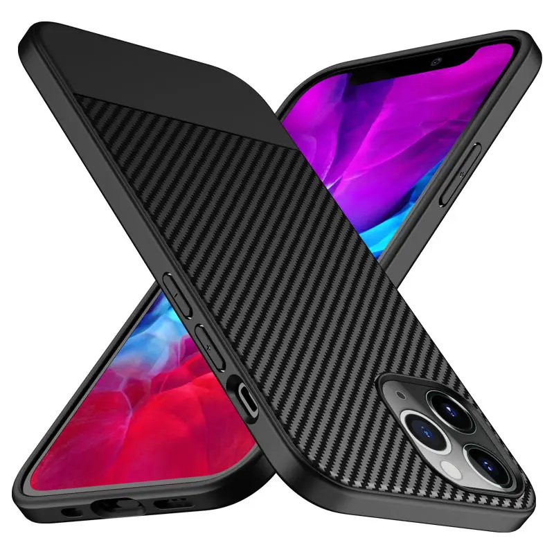 Carbon Fiber Tpu Case Slim Matten Back Cover Telefoon Cover Case Voor Apple Iphone 12 Pro, voor Iphone 12 Case Carbon