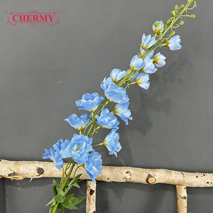 TH1545 Fiori di Delphinium a Stelo <span class=keywords><strong>Lungo</strong></span> in Seta all'Ingrosso, <span class=keywords><strong>Viola</strong></span> e Blu, per Composizioni Floreali Matrimoniali - Product Image 6