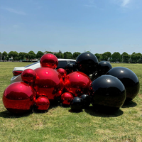 Décoration boule à miroir gonflable ballon miroir sphère miroir géant pour la fête boule rouge scellée grande boule brillante couleur rouge