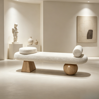 Banc rembourré avec pieds en bois, banc d'entrée, banc de bout de lit, banc décoratif moderne, tabouret de couloir en tissu, créatif