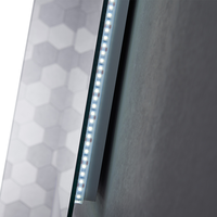 Miroir de salle de bain intelligent LED moderne sans cadre avec fonction anti-buée, capteur tactile rétroéclairé et affichage numérique pour coiffeuse