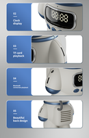 Speaker Robot Astronot Pintar yang Lucu, Sistem Audio Stereo AI Portabel dengan Lampu Malam Ambient LED RGB & Jam Digital