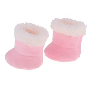 A853 Mooie Zachte Roze Pluche Laarzen Schoenen Baby Reborn Meisje Pop Accessoires Jongen Pop Schoenen