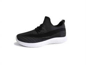 Scarpe da corsa in maglia da uomo nere con lacci, tomaia in rete traspirante, suola in gomma, intersuola in EVA, per tutte le stagioni, stile casual da basket - Product Image 1