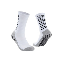 Chaussettes de football mi-mollet en tissu éponge épais absorbant les chocs, avec base antidérapante en silicone carré pour la compétition et l'entraînement