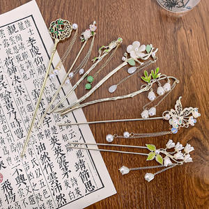 ปิ่นปักผมไม้ไผ่มีพู่<span class=keywords><strong>ทรง</strong></span>พัดโบราณปิ่นปักผมสไตล์ย้อนยุคอุปกรณ์เสริมสำหรับผู้หญิง - Product Image 2