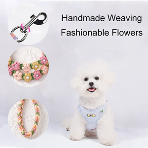 Newly Fashionable Adorable Fancy Beaded New Red Yellow 2 in 1 <strong>Dog</strong> Leash Collar Pet Hand-woven Leashes - Product Image 3