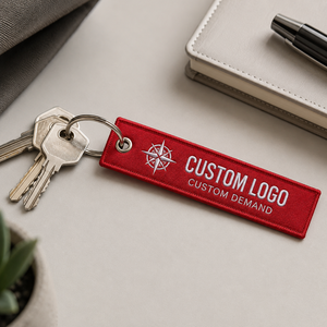 Eco-Friendly Airplane Motorcycle Keychain Woven Printed Letter Jet Tag Embroidered Keychain With Custom 3D Logo - Product Image 4