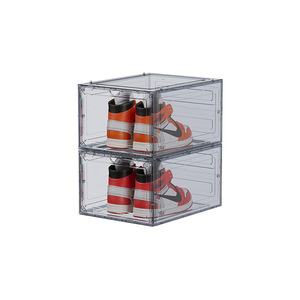 Transparent Stackable Shoe Storage Box Dustproof Cover Foldable Plastic Sneaker Organizer Rectangle Standing Type 840g - Product Image 5