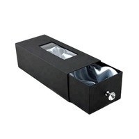 Boîte en papier noir personnalisée, style tiroir, avec fenêtre transparente en PVC et bouton, pour emballages de perruques, d'extensions de cheveux et de bijoux