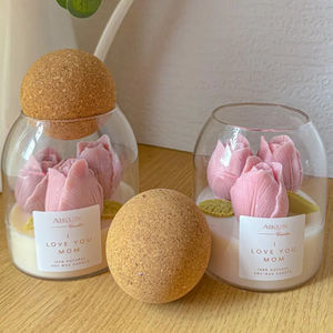 Juego de Velas Aromáticas AIKUN en Frascos de Vidrio con Corcho de Madera, Velas de Cera de Soja Natural con Forma de Flor para Regalo y Decoración - Product Image 5