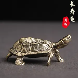 Brass Refined Solid Old Longevity Turtle Desktop Ornaments Home Tea Pet Auspicious Nafu Craft Gift Wholesale