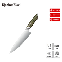Couteaux de chef en acier au carbone KitchenBliss, livraison rapide, cœur 10Cr15MoV, manche en bois coloré, couteau de cuisine japonais de 8 pouces
