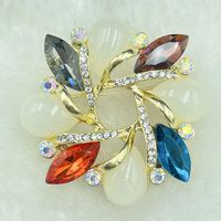 Bros Bunga Kristal Rhinestone Trendy, Bros Opal Mawar, Bros Pernikahan untuk Wanita, Bros Kerah, Bros Mantel, Corsage
