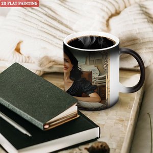 Solid Thickened Handle Comfort Mug Frosted Black 11oz <b>Ceramic</b> Heat Color Changing Drinking <b>Cup</b> - Product Image 3