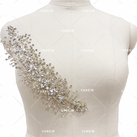 Fil de travail fait à la main 3D perle fleur patchs décoration strass cristal Applique
