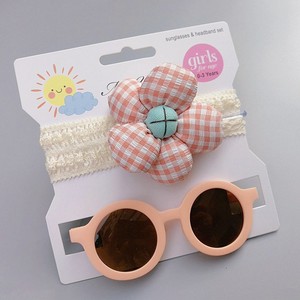 Novedad 2026, Gran Venta: Gafas de Sol Redondas Pequeñas con Diseño de Cuadros Coloridos y Diadema de Girasol, Set de Gafas de Sol de Dibujos Animados Lindas para Bebé, Regalo - Product Image 3